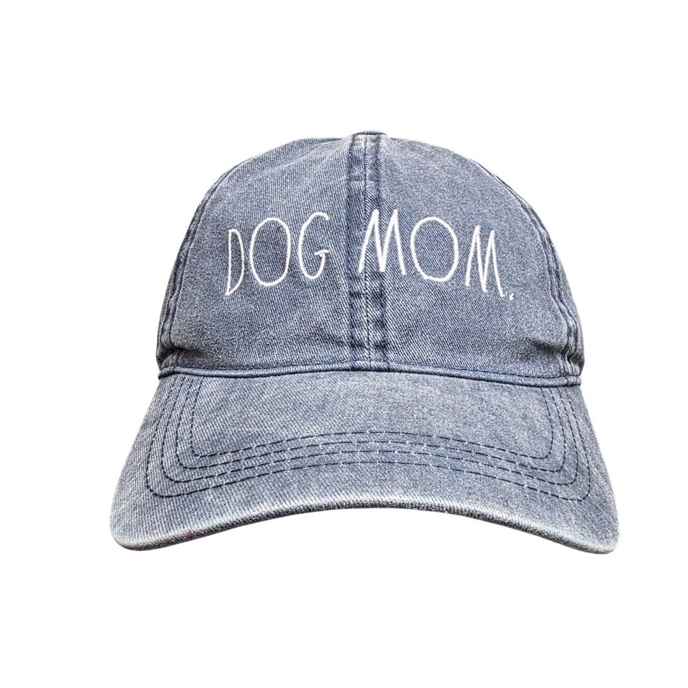 Rae Dunn Hat‎ Cap Strap Back Womens One Size Blue Dog Mom Denim Washed Casual